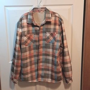 Guelenkke plaid jacket / shirt shacket button down - sherpa lined - M
